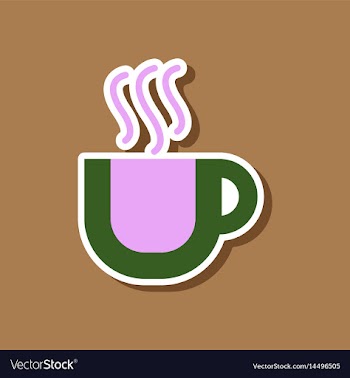 Paper sticker on stylish background coffee cup vector image