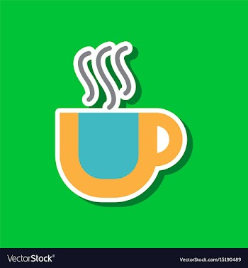 Paper sticker on stylish background coffee cup vector image
