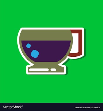 Paper sticker on stylish background coffee cup vector image