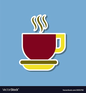 Paper sticker on stylish background coffee cup vector image