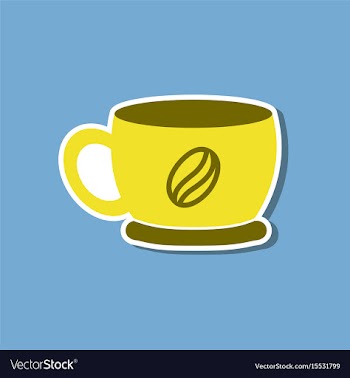 Paper sticker on stylish background coffee cup vector image