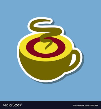Paper sticker on stylish background coffee cup vector image