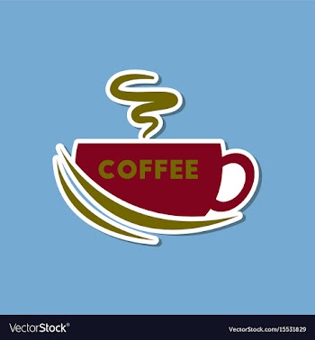 Paper sticker on stylish background coffee cup vector image