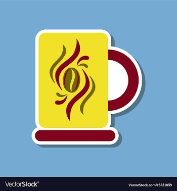 Paper sticker on stylish background coffee cup vector image