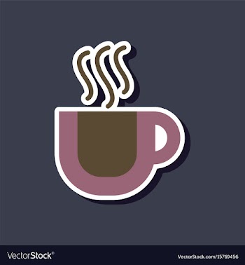 Paper sticker on stylish background coffee cup vector image
