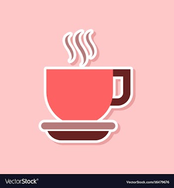 Paper sticker on stylish background coffee cup vector image