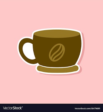 Paper sticker on stylish background coffee cup vector image