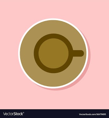 Paper sticker on stylish background coffee cup vector image