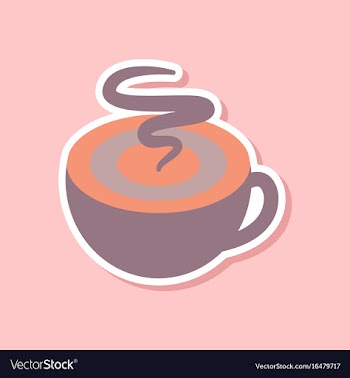 Paper sticker on stylish background coffee cup vector image