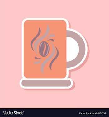 Paper sticker on stylish background coffee cup vector image