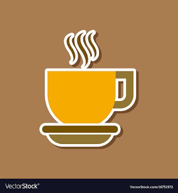Paper sticker on stylish background coffee cup vector image