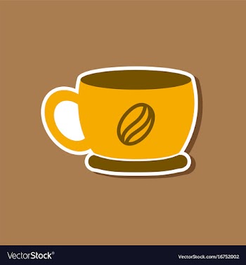 Paper sticker on stylish background coffee cup vector image