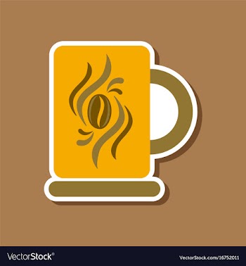 Paper sticker on stylish background coffee cup vector image