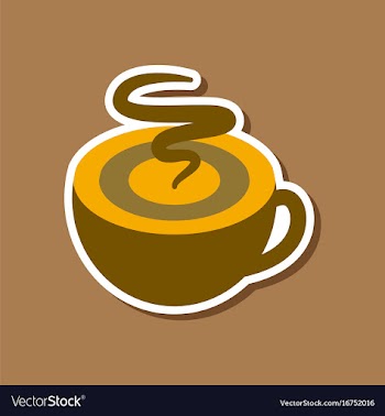 Paper sticker on stylish background coffee cup vector image