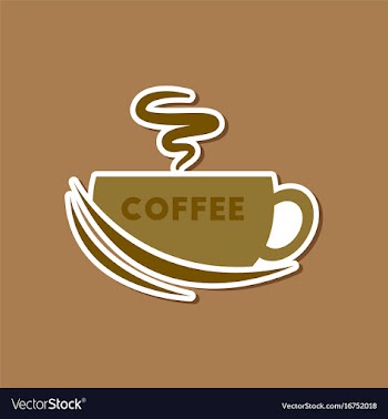 Paper sticker on stylish background coffee cup vector image