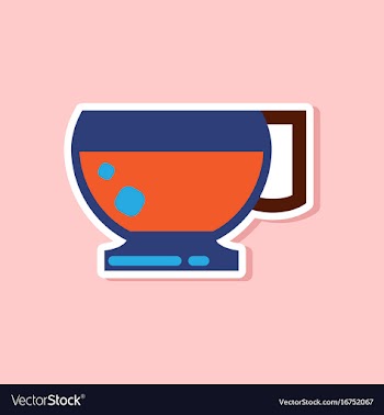 Paper sticker on stylish background coffee cup vector image