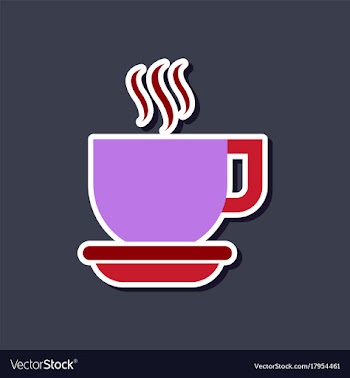 Paper sticker on stylish background coffee cup vector image