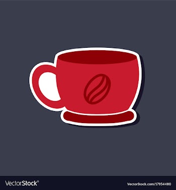 Paper sticker on stylish background coffee cup vector image
