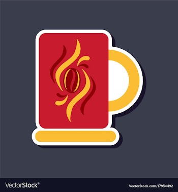 Paper sticker on stylish background coffee cup vector image