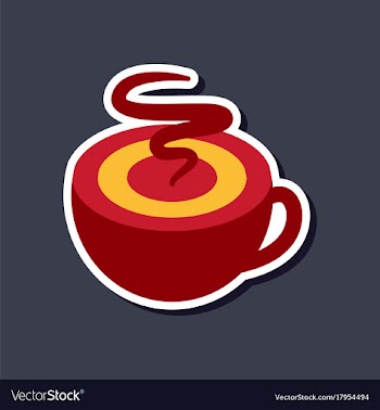 Paper sticker on stylish background coffee cup vector image