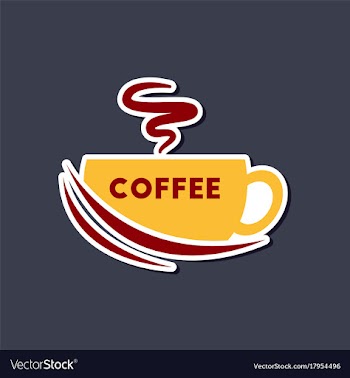 Paper sticker on stylish background coffee cup vector image