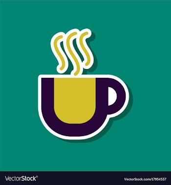 Paper sticker on stylish background coffee cup vector image