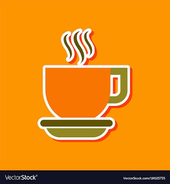 Paper sticker on stylish background coffee cup vector image