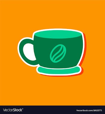 Paper sticker on stylish background coffee cup vector image