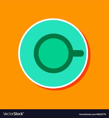Paper sticker on stylish background coffee cup vector image