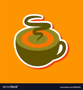 Paper sticker on stylish background coffee cup vector image