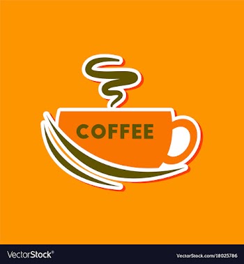 Paper sticker on stylish background coffee cup vector image