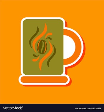 Paper sticker on stylish background coffee cup vector image