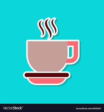 Paper sticker on stylish background coffee cup vector image