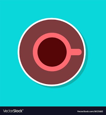 Paper sticker on stylish background coffee cup vector image