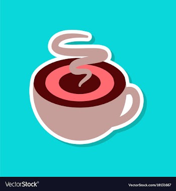 Paper sticker on stylish background coffee cup vector image