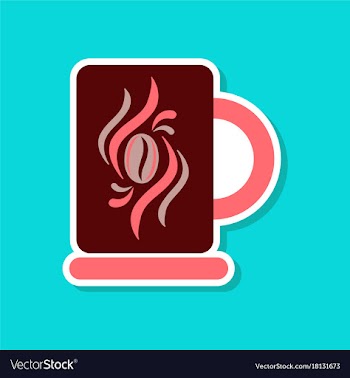 Paper sticker on stylish background coffee cup vector image