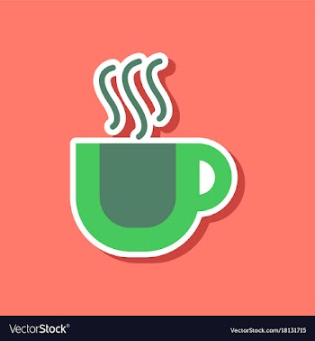 Paper sticker on stylish background coffee cup vector image