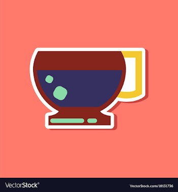 Paper sticker on stylish background coffee cup vector image
