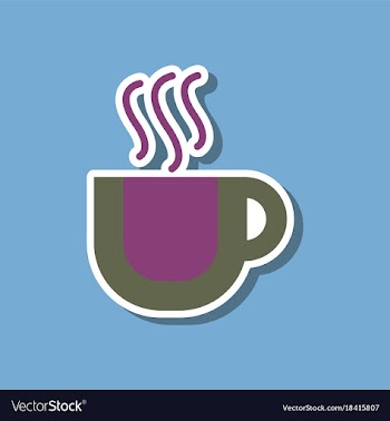Paper sticker on stylish background coffee cup vector image