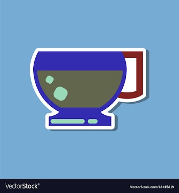 Paper sticker on stylish background coffee cup vector image