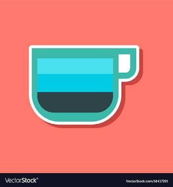 Paper sticker on stylish background coffee cup vector image