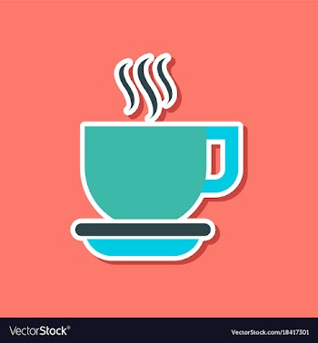 Paper sticker on stylish background coffee cup vector image