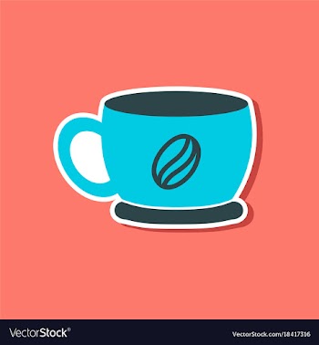 Paper sticker on stylish background coffee cup vector image