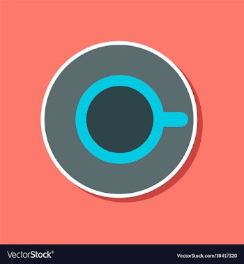 Paper sticker on stylish background coffee cup vector image