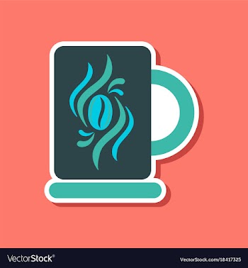 Paper sticker on stylish background coffee cup vector image