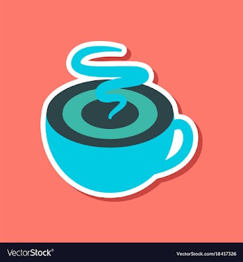 Paper sticker on stylish background coffee cup vector image