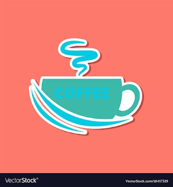 Paper sticker on stylish background coffee cup vector image