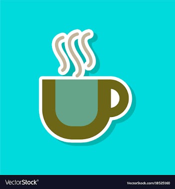 Paper sticker on stylish background coffee cup vector image