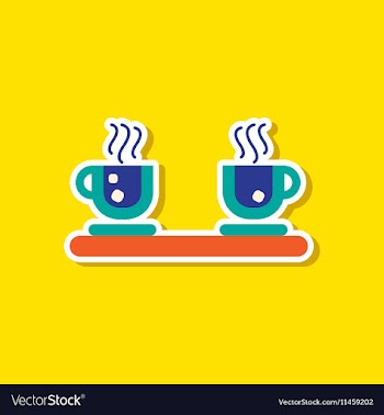 Paper sticker on stylish background coffee cups vector image