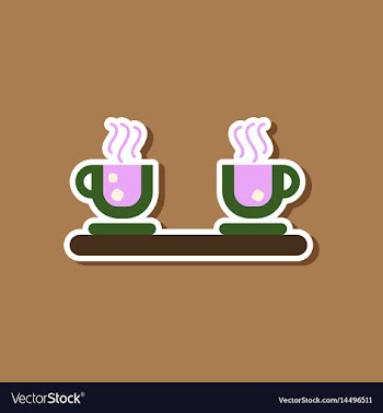 Paper sticker on stylish background coffee cups vector image